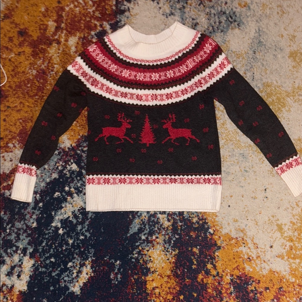 LOFT Black and Red Reindeer Sweater